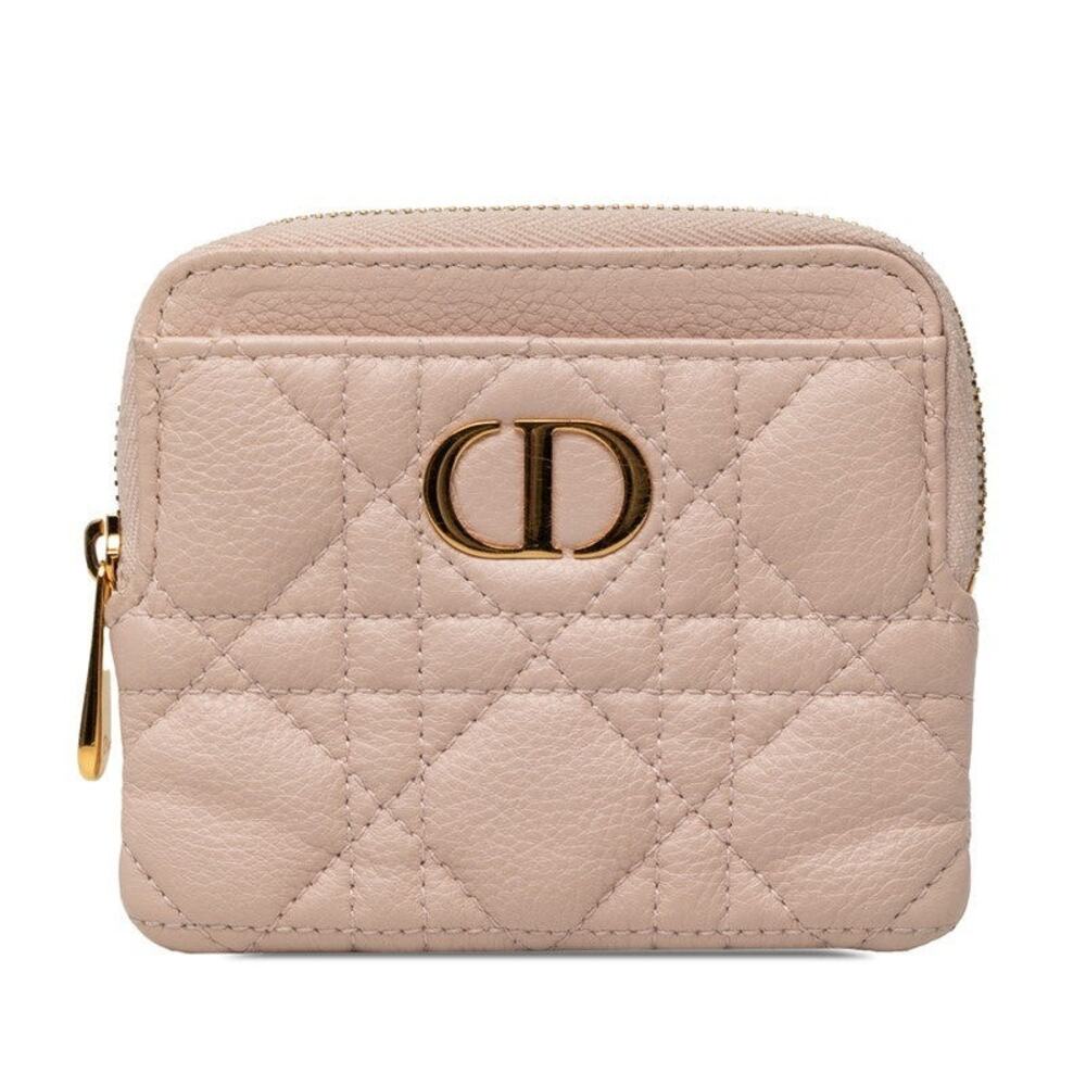 Dior Cannage Lambskin Leather Caro Coin Purse Pink